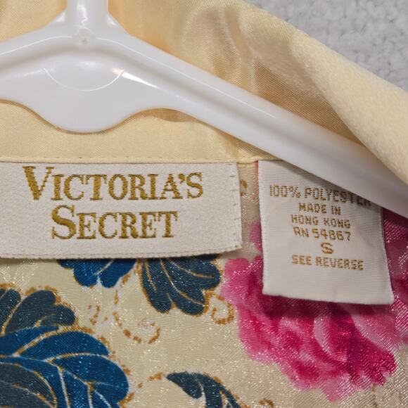 Vintage Victorias Secret Night Shirt Womens S Pink Cream Floral Missing Buttons - Picture 3 of 10